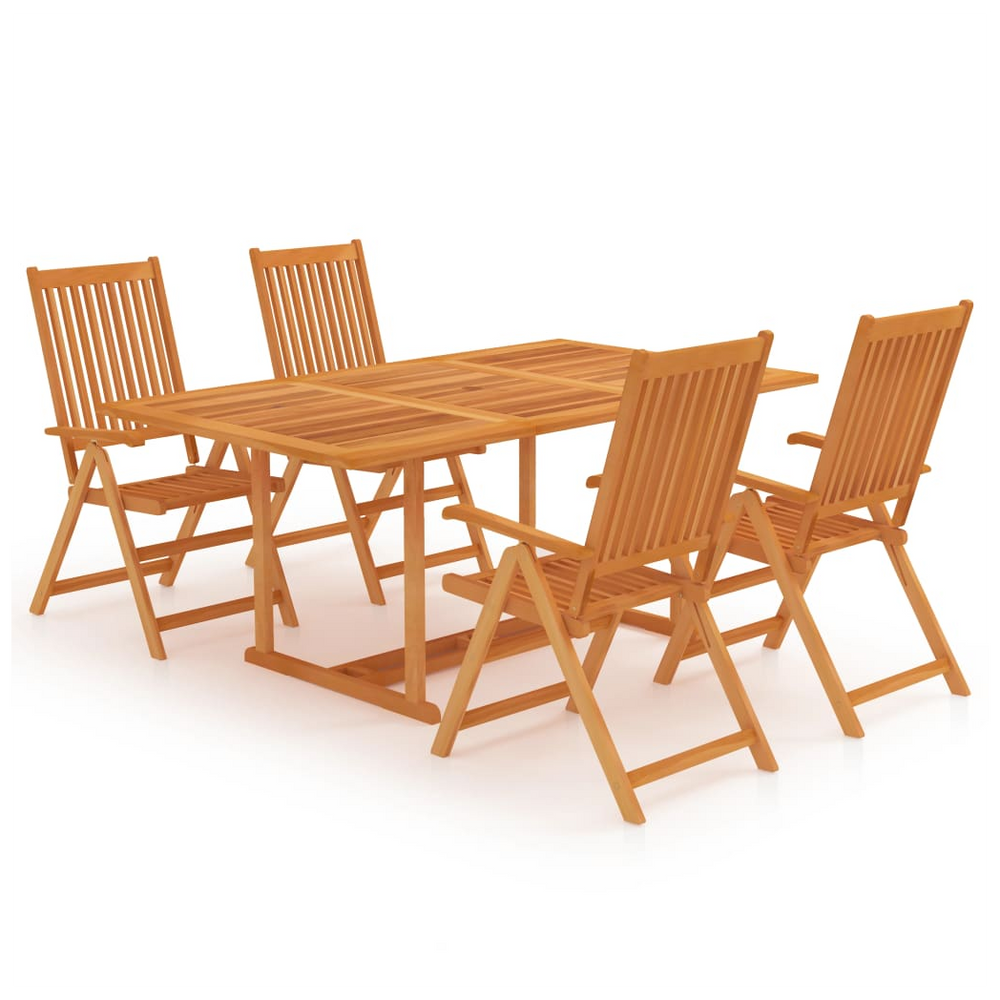 5 Piece Garden Dining Set Solid Teak Wood - anydaydirect