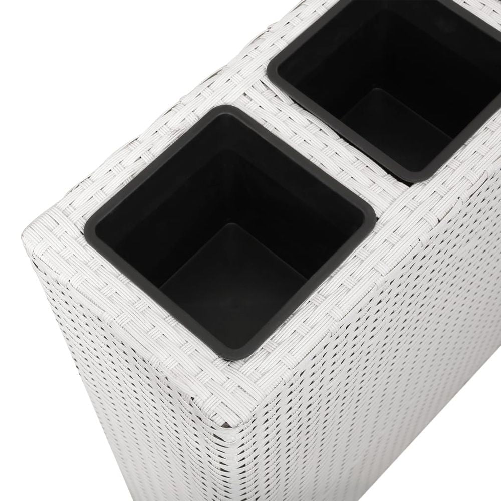 Garden Raised Bed with 4 Pots Poly Rattan White - anydaydirect