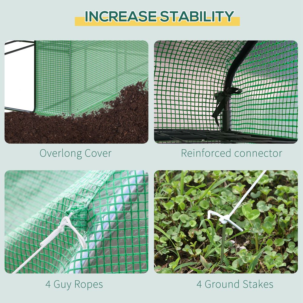 Poly Tunnel Steeple Walk in Greenhouse Removable Cover Shelves 244x180x210cm - anydaydirect