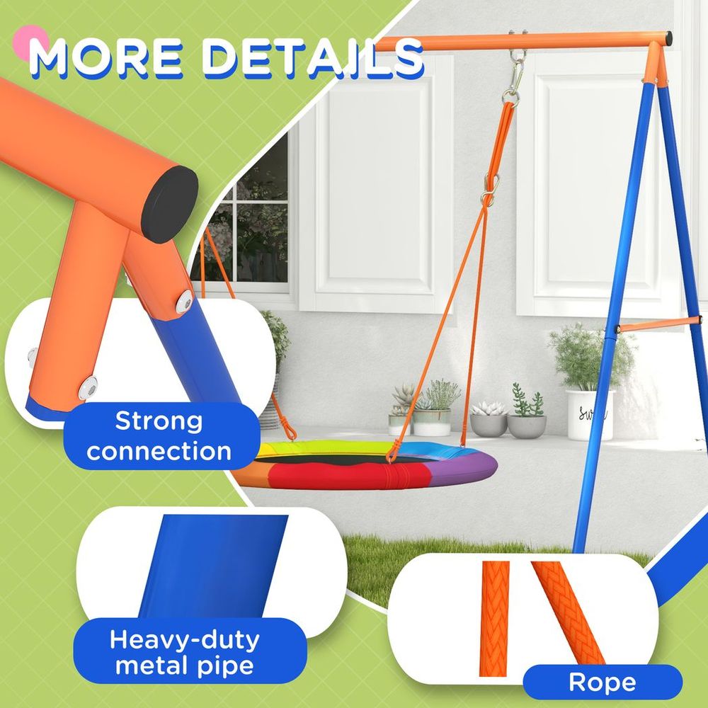 Outsunny Kids Swing Nest Swing Seat with A-Frame Structure for Outdoor Use - anydaydirect