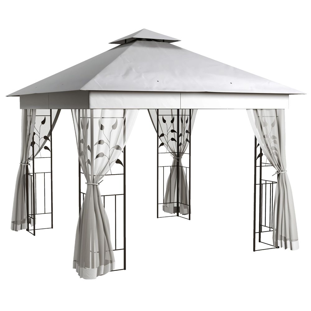 Outsunny 3 x 3(m)  Garden Gazebo Marquee Tent Canopy Shelter Pavilion Grey - anydaydirect