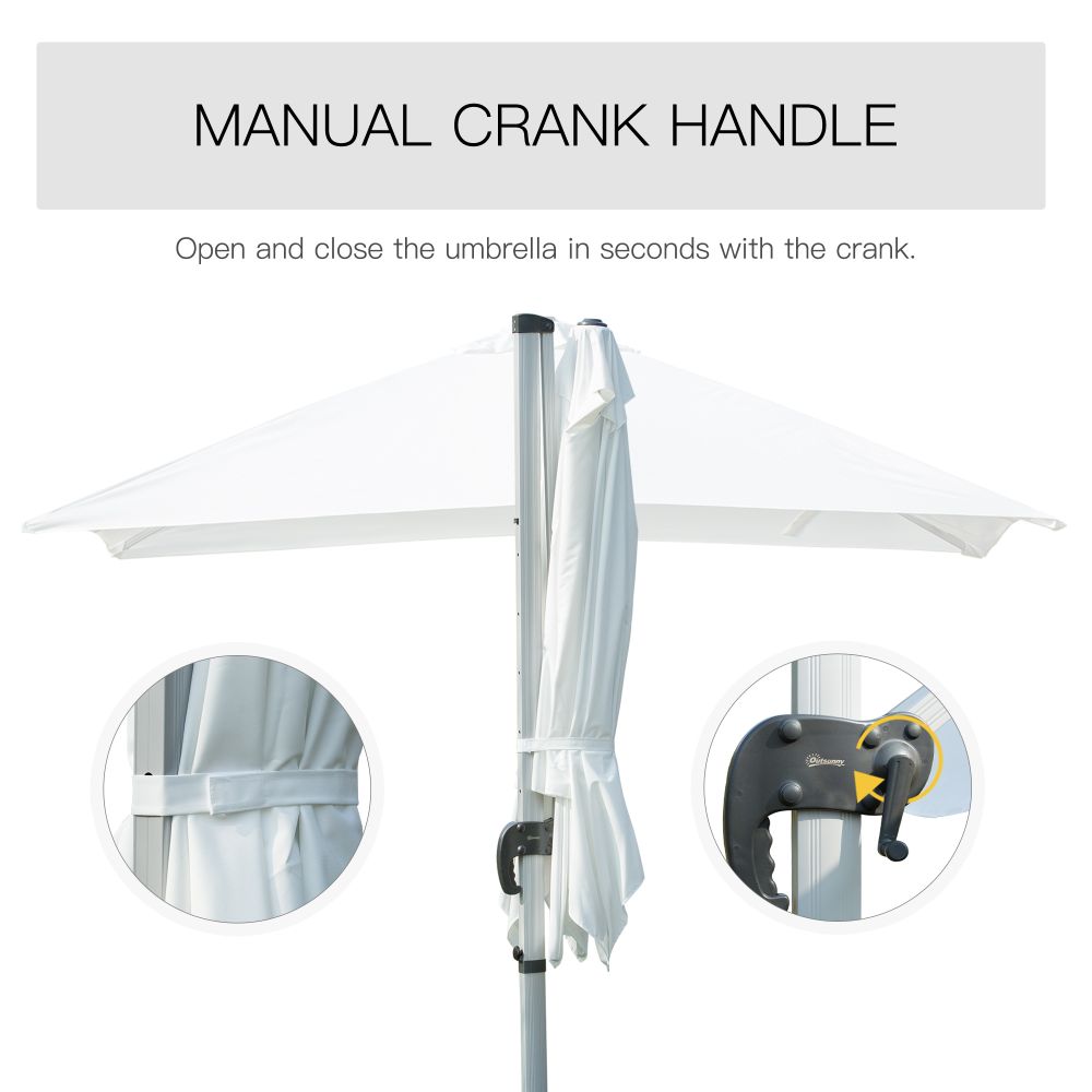 Outsunny 3m Cantilever Aluminium Frame 360 Rotation Hanging Parasol White - anydaydirect