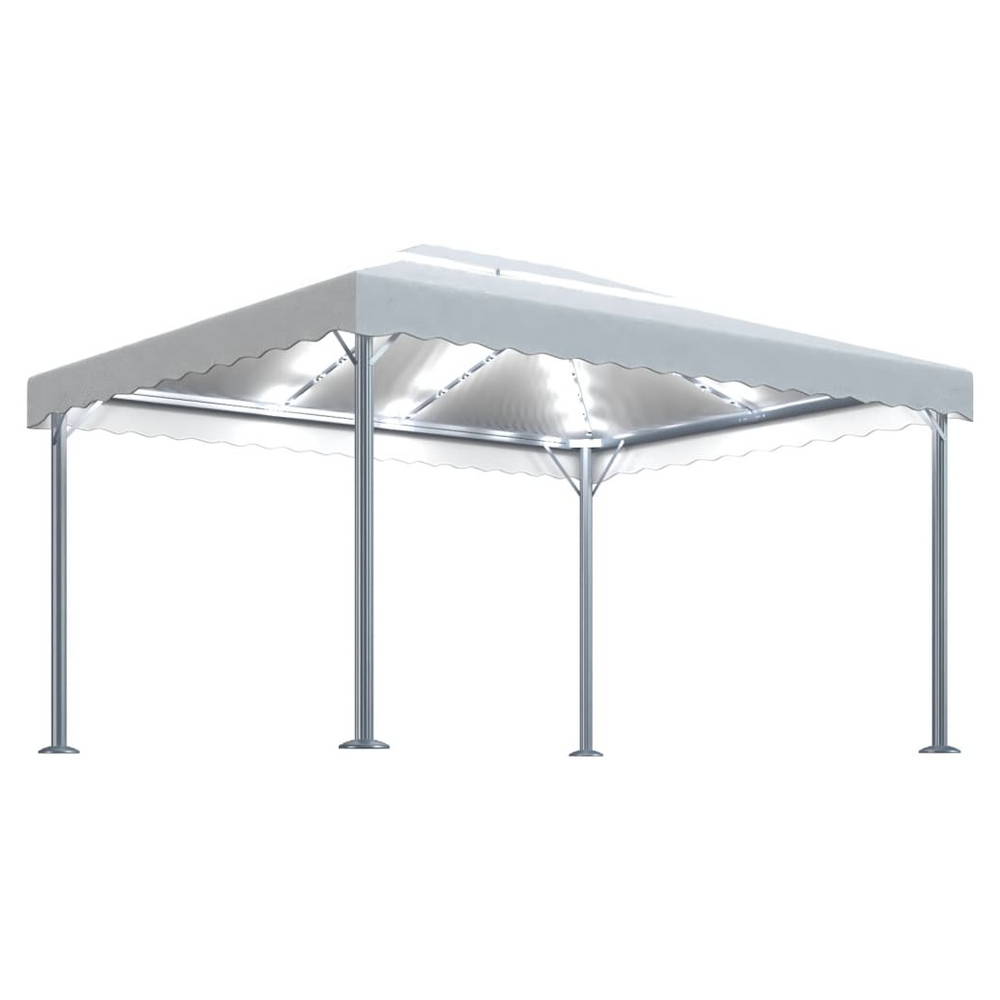 Gazebo with LED String Lights 400x300 cm Cream Aluminium - anydaydirect