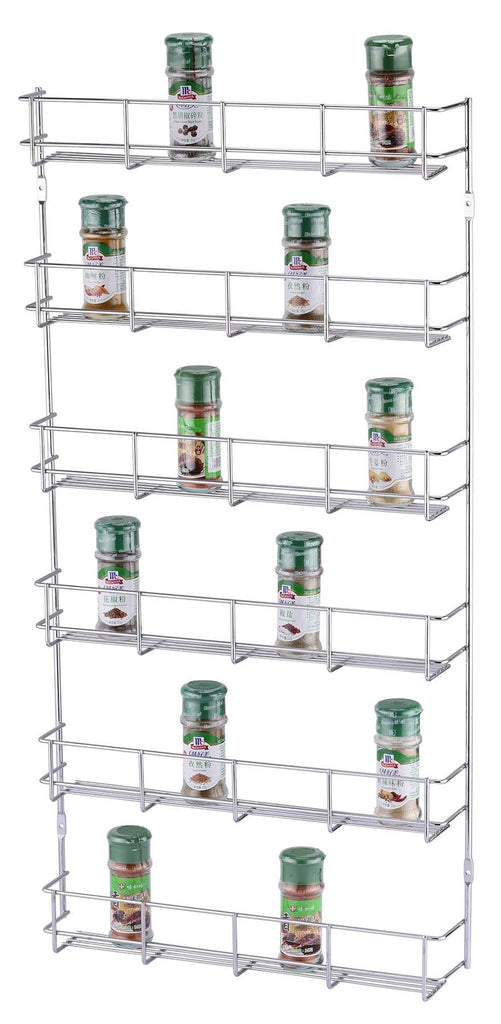 6 Tier Spice Herb Jar Rack Holder Kitchen Door Cupboard Wall Storage - anydaydirect