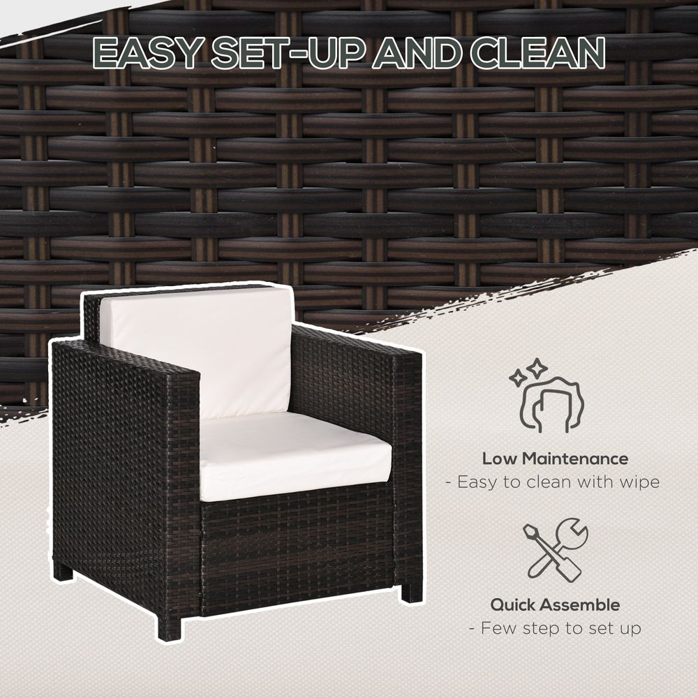 Rattan Single Sofa Chair Garden Wicker Weave Armchair Fire Resistant Brown - anydaydirect