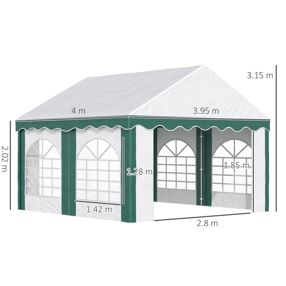 4 x 4m Marquee Gazebo, Party Tent with Double Doors for Wedding and Events - anydaydirect