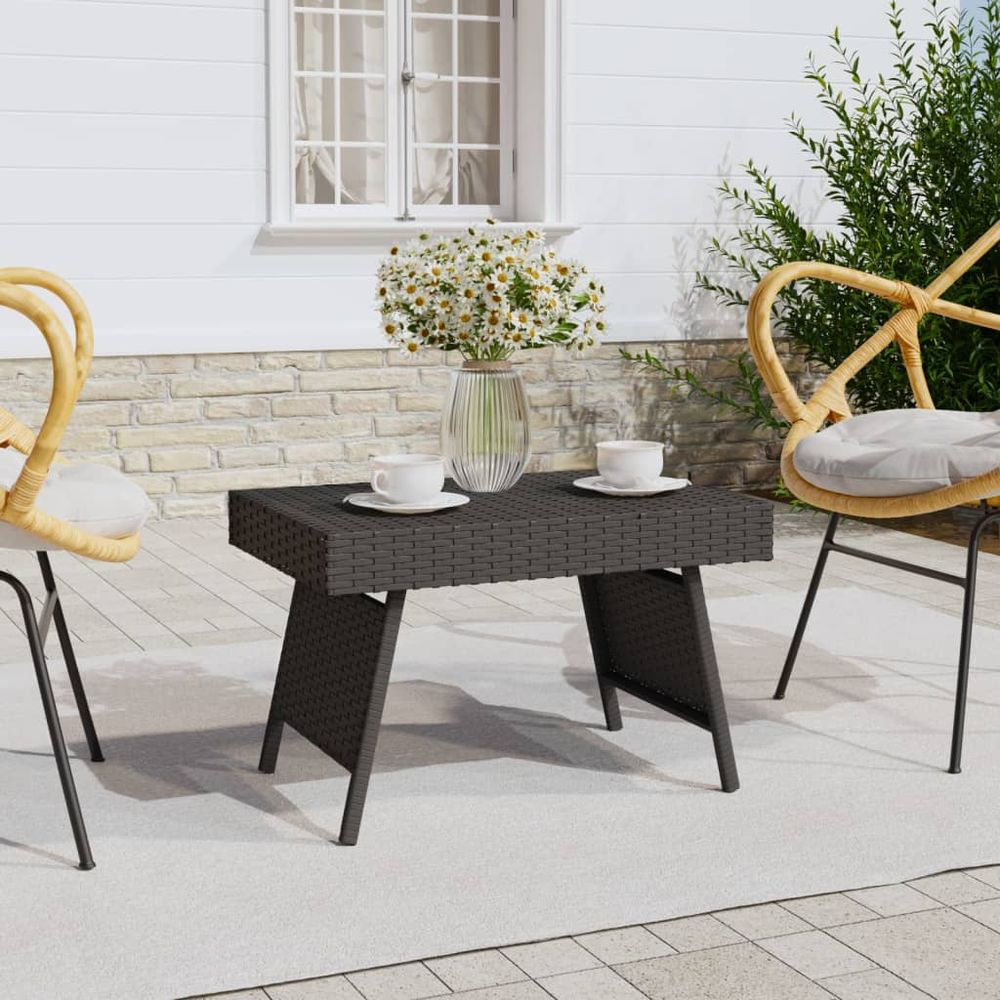 Foldable Side Table Black 60x40x38 cm Poly Rattan - anydaydirect