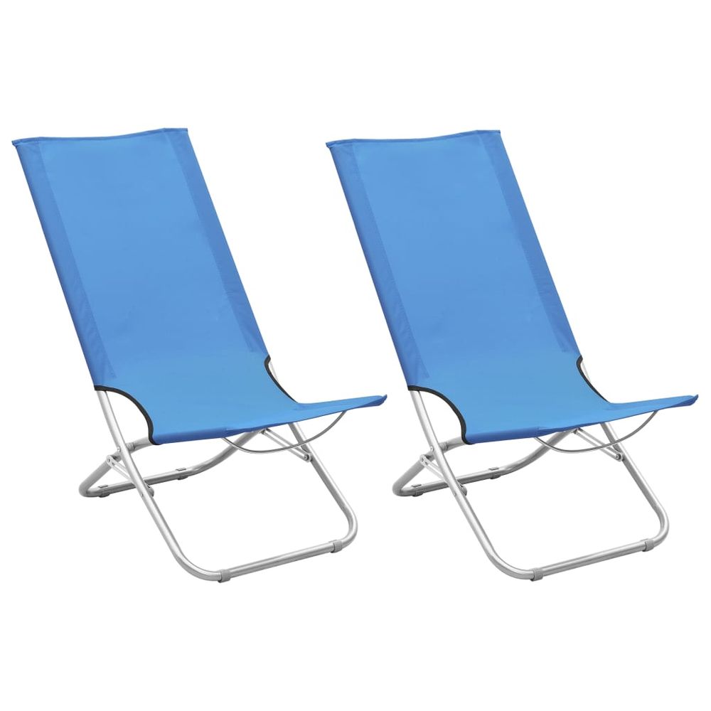 Folding Beach Chairs 2 pcs Blue Fabric - anydaydirect