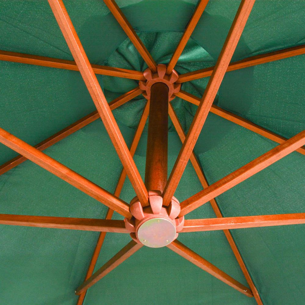 Hanging Parasol 350 cm Wooden Pole Green - anydaydirect