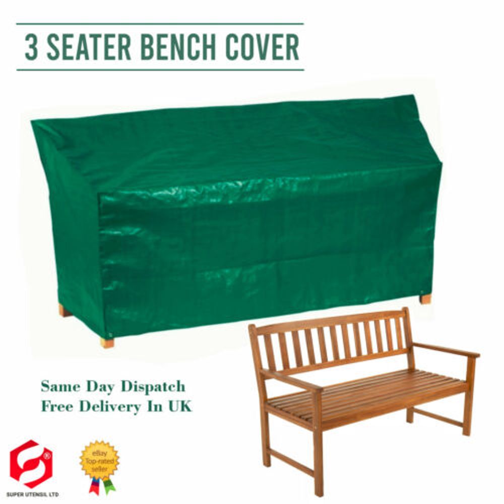 Heavy Duty 3 Seater Garden Bench Cover Seat Waterproof Weatherproof Outdoor Gree - anydaydirect