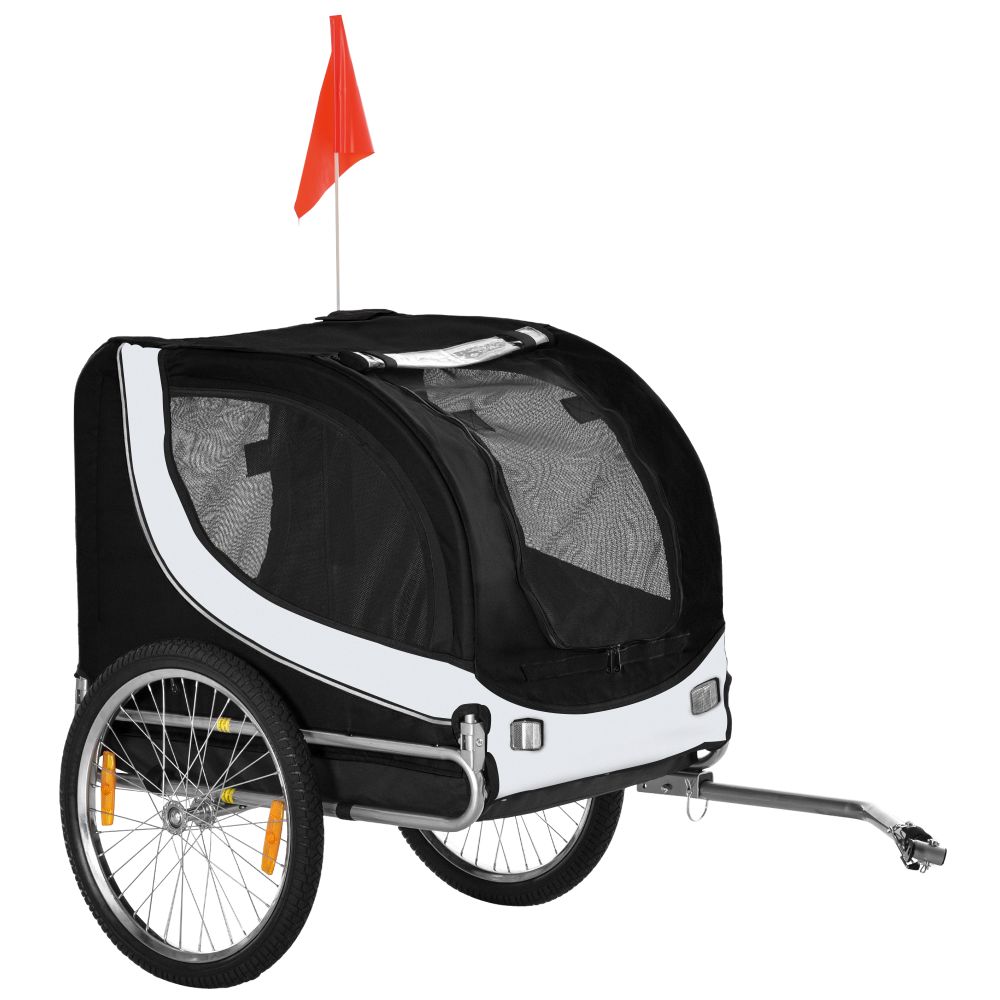 Pet Bicycle Trailer Dog Cat Bike Carrier Water Resistant Travel Steel Black - anydaydirect