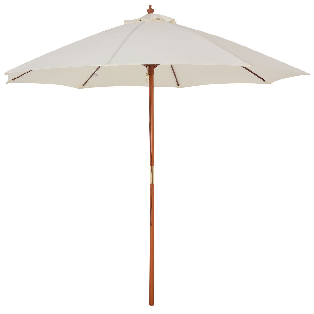 2.5m Wood Garden Parasol Sun Shade Patio Market Umbrella Canopy with Top Vent - anydaydirect