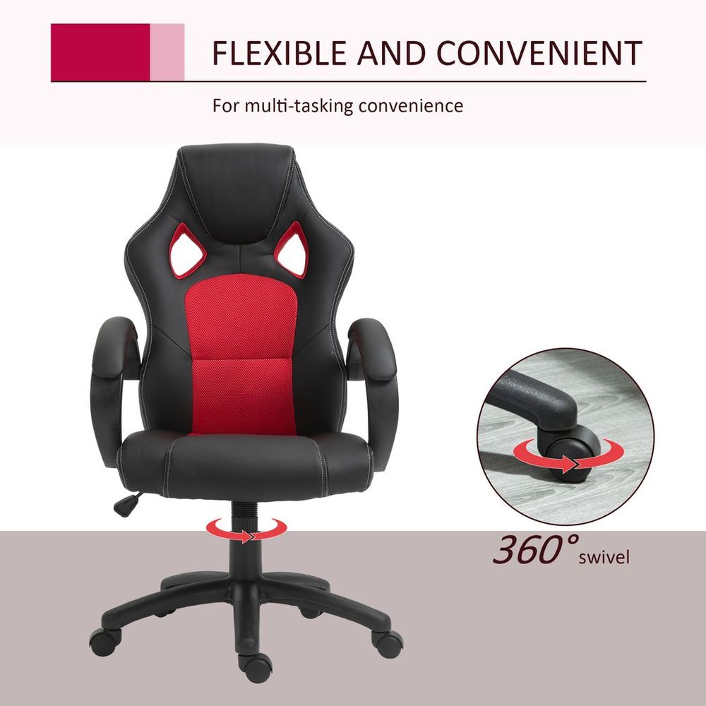 Executive Racing Swivel Gaming Office Chair PU Leather Computer Desk Chair Black - anydaydirect