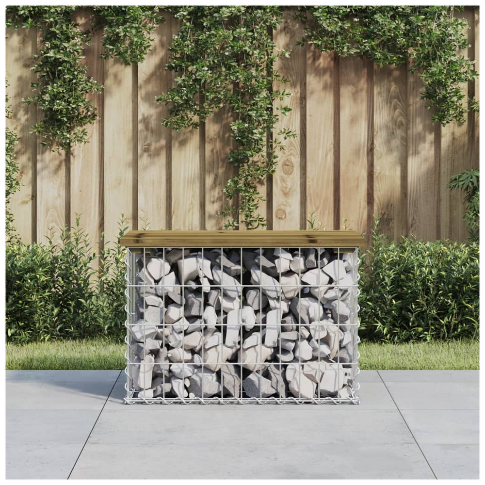 vidaXL Garden Bench Gabion Design 63x31.5x42 cm Impregnated Wood Pine - anydaydirect