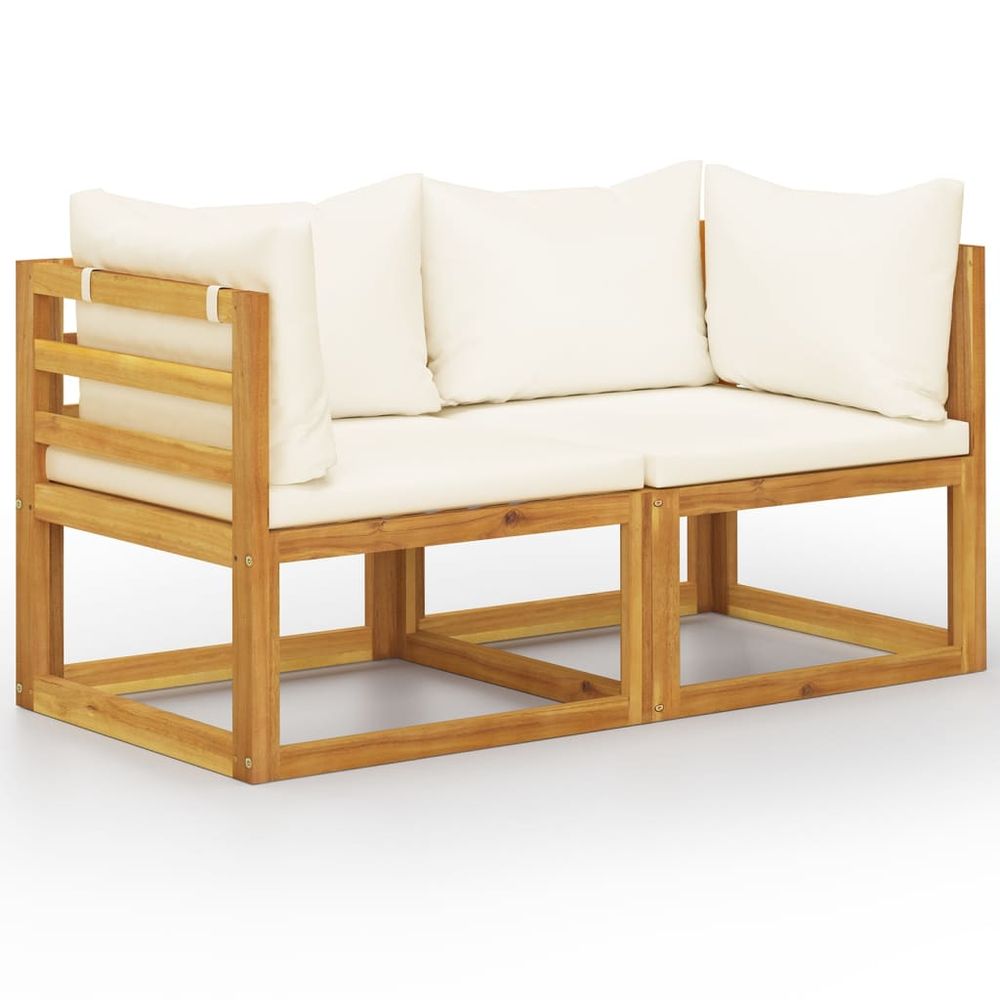2-seater Garden Bench with Cream White Cushions (UK/IE/FI/NO only) - anydaydirect