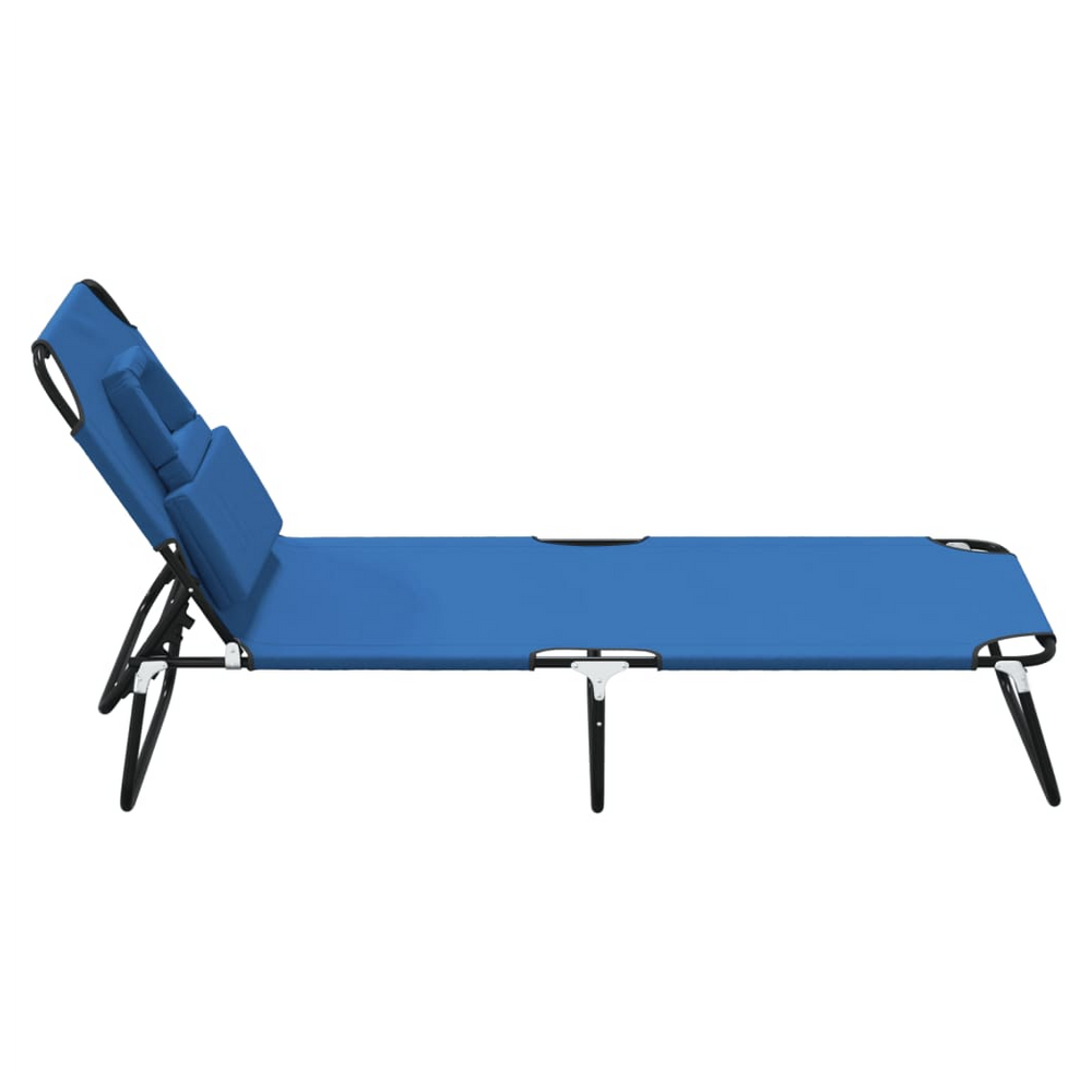 vidaXL Folding Sun Lounger Blue Oxford Fabric&Powder-coated Steel - anydaydirect