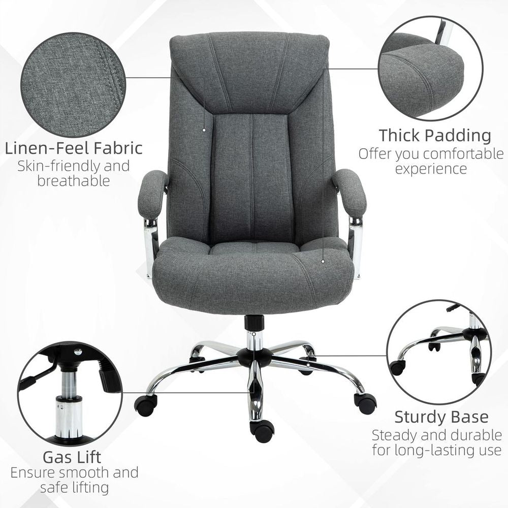 High Back Home Office Chair Computer Desk Chair w/ Arm, Swivel Wheels, Grey - anydaydirect