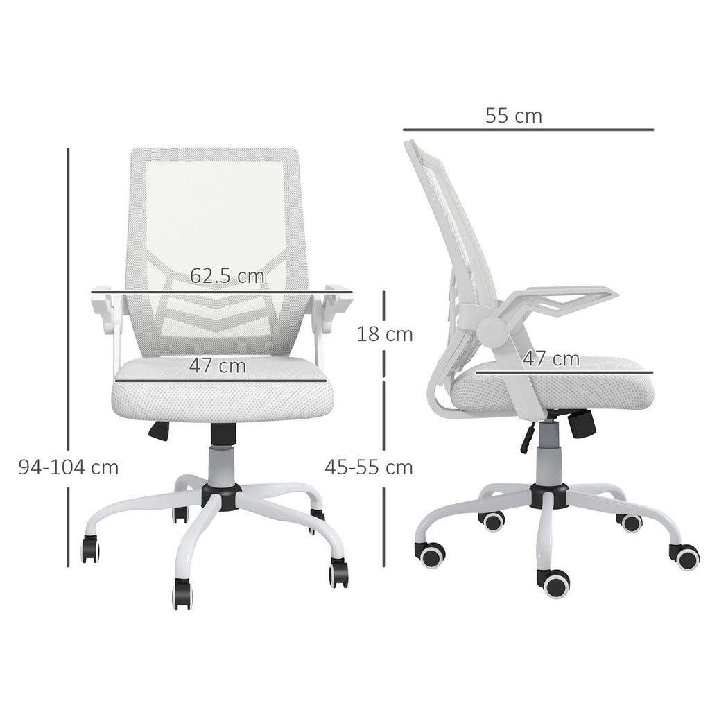 Vinsetto Mesh Swivel Office Chair Task Computer Chair w/ Lumbar Support, White - anydaydirect