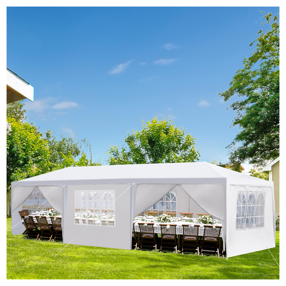 10'x30' Outdoor Party Tent with 8 Removable Sidewalls, Waterproof Canopy Patio Wedding Gazebo, White - anydaydirect