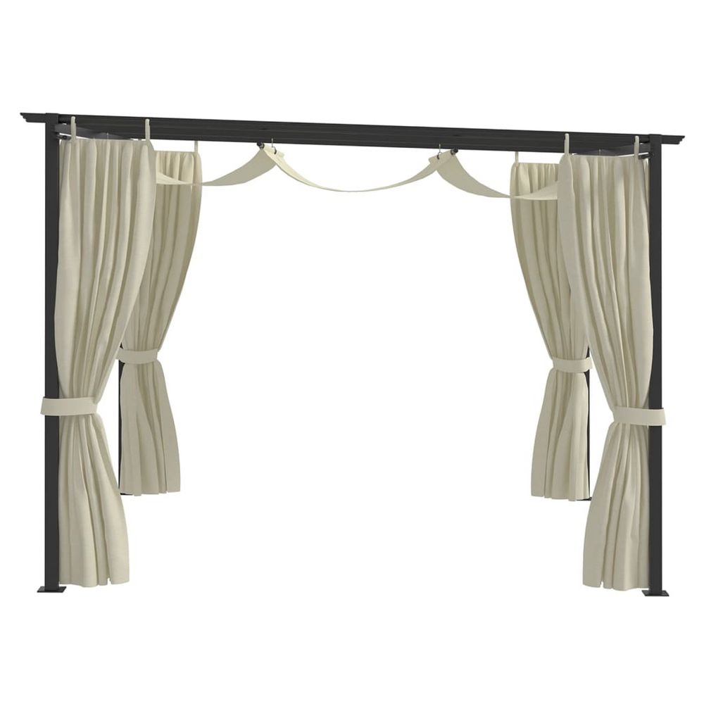 Gazebo with Curtains 3x3 m Cream Steel - anydaydirect