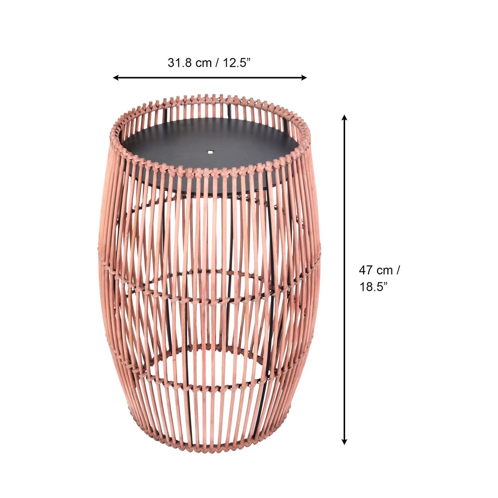 Outdoor Garden Furniture Small Round Side Table in Bamboo Wicker - anydaydirect