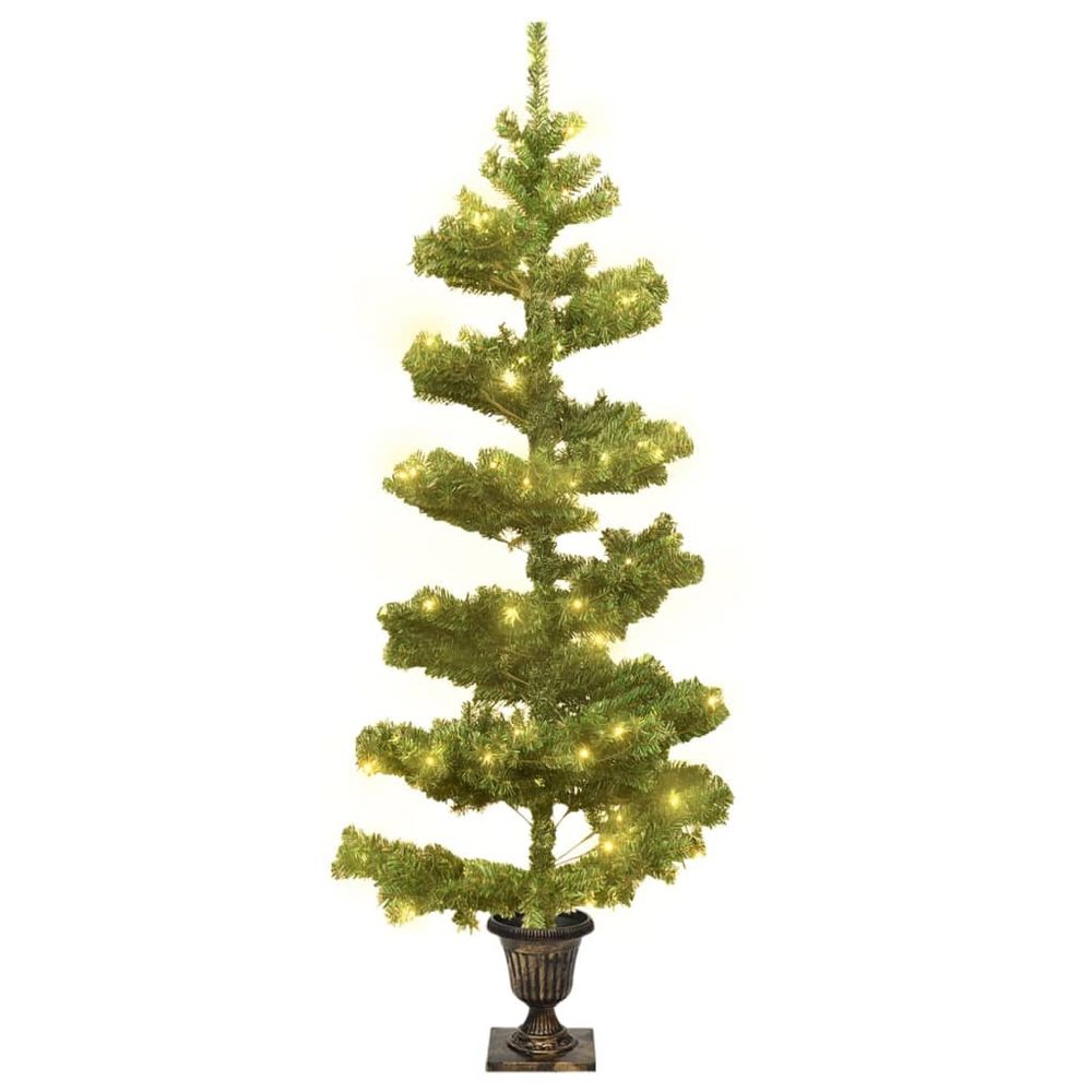 Swirl Christmas Tree with Pot and LEDs Green 120 cm PVC - anydaydirect