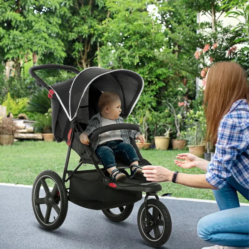 Lightwieght Pushchair w/ Reclining Backrest From Birth to 3 Years - Black - anydaydirect