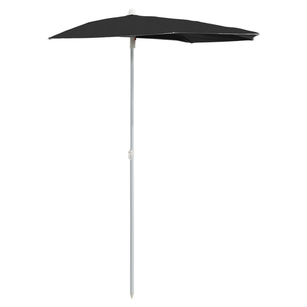 vidaXL Garden Half Parasol with Pole 180x90 cm Black - anydaydirect