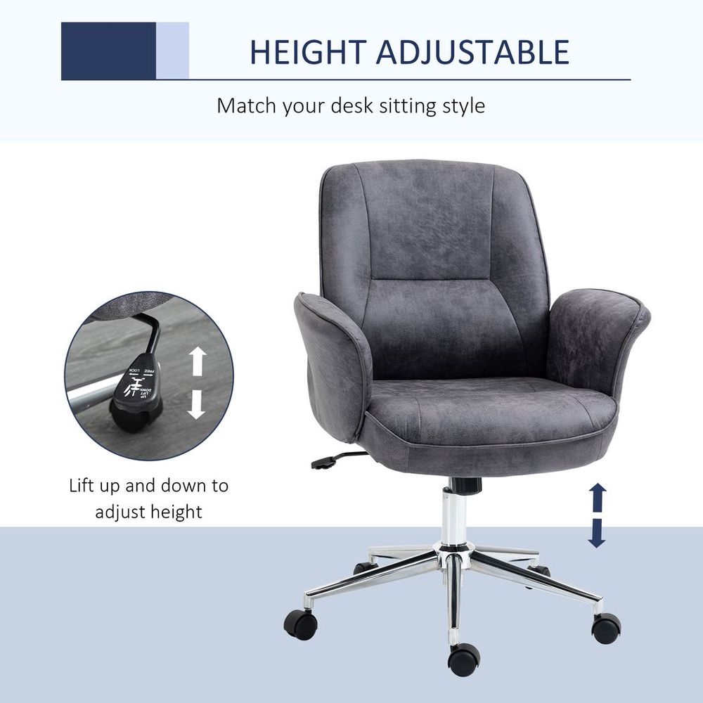 Swivel Computer Office Chair Mid Back Desk Chair for Home, Deep Grey - anydaydirect