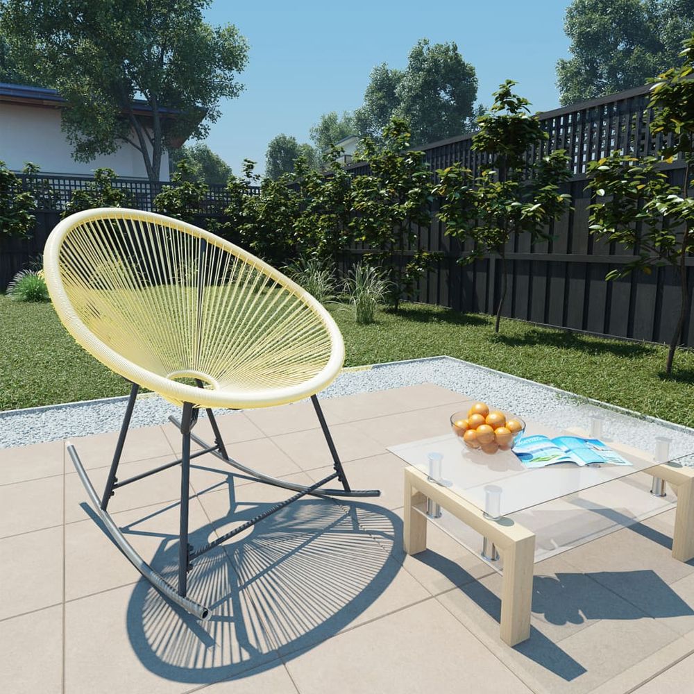 Outdoor Rocking Moon Chair Grey Poly Rattan - anydaydirect