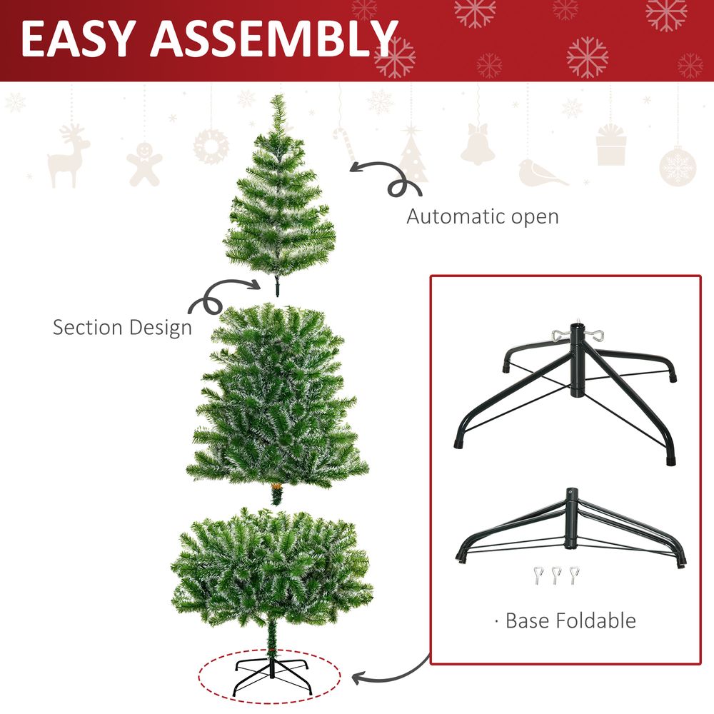 7ft Indoor Christmas Tree Artificial Deco Xmas Gift Metal Stand 968 Tips - anydaydirect