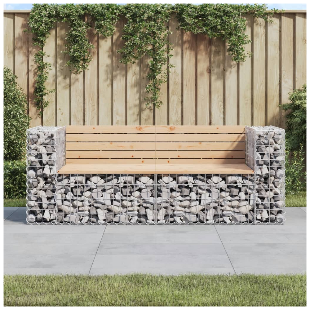 vidaXL Garden Bench Gabion Design 184x71x65.5 cm Solid Wood Pine - anydaydirect