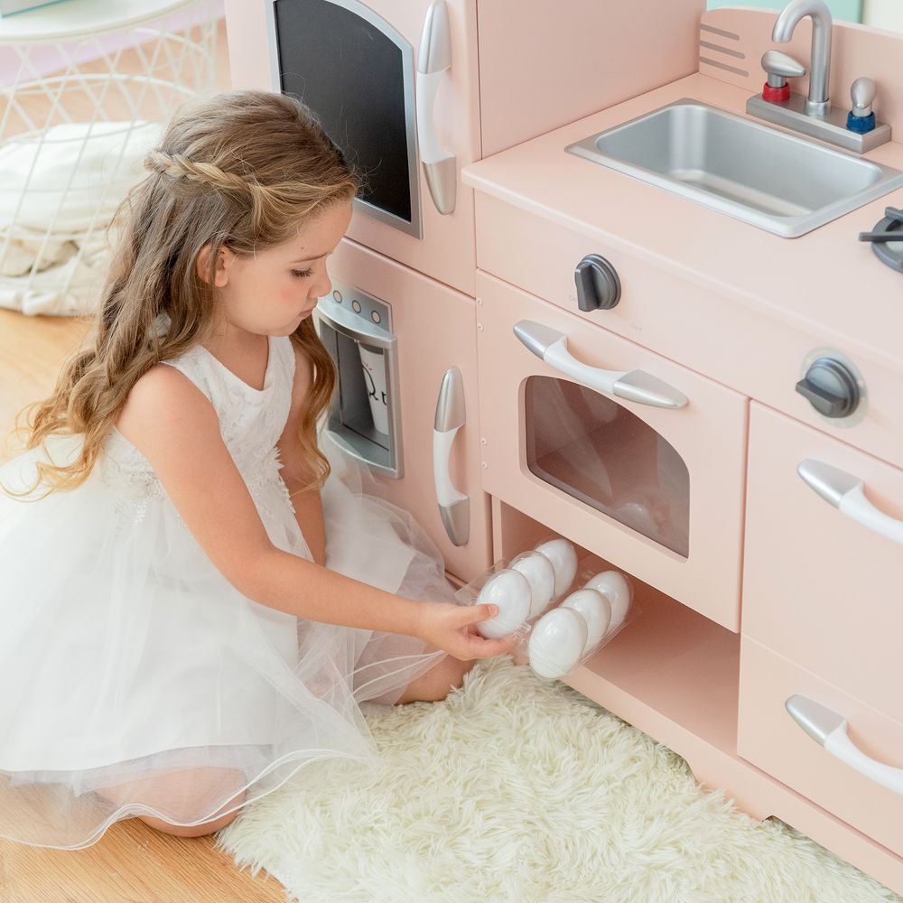 Pink Wooden Toy Kitchen with Fridge by Play Kitchen TD-11413P - anydaydirect