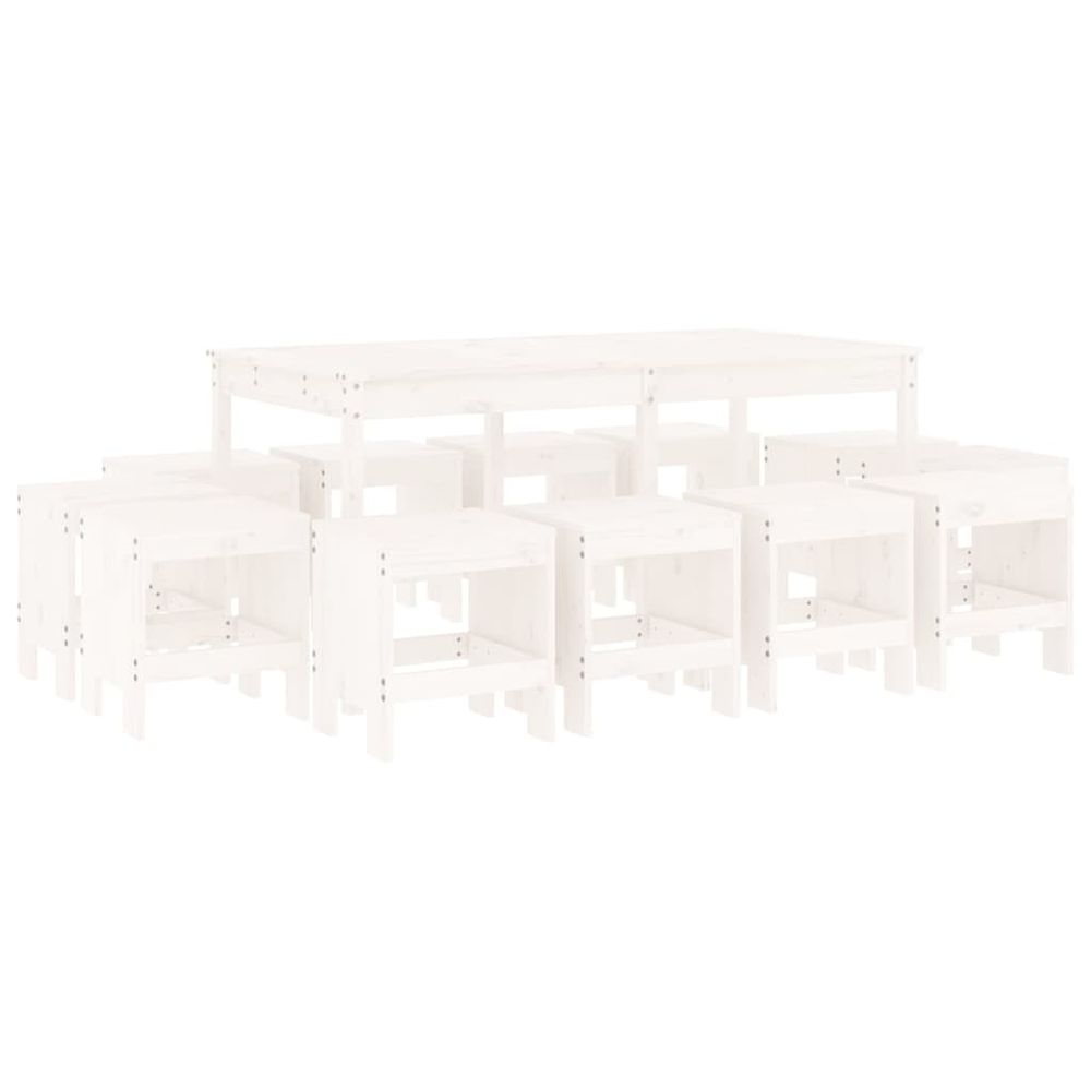 vidaXL 13 Piece Garden Dining Set White Solid Wood Pine - anydaydirect