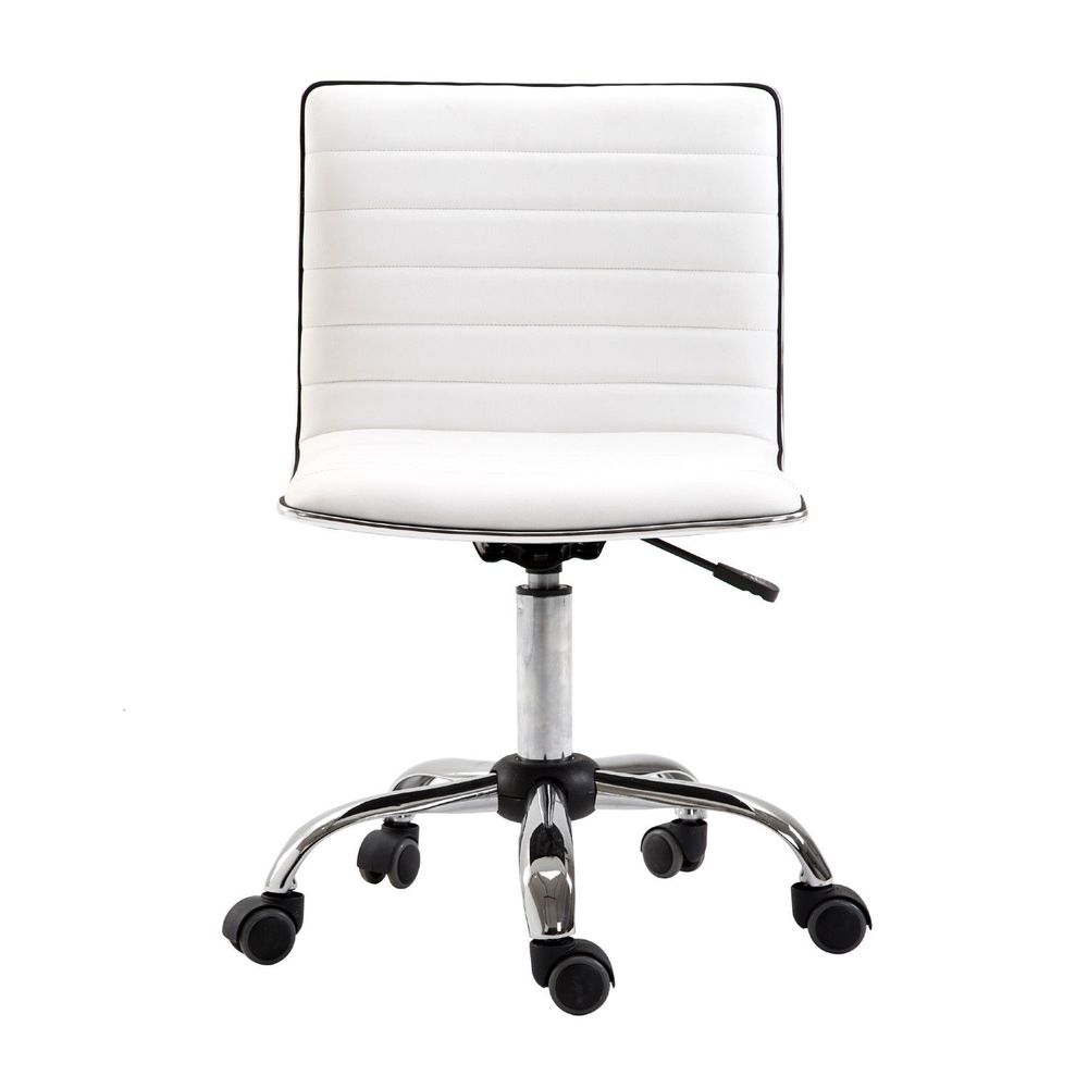 Armless Mid-Back Adjustable Office Chair  360 Swivel Ergonomic White HOMCOM - anydaydirect