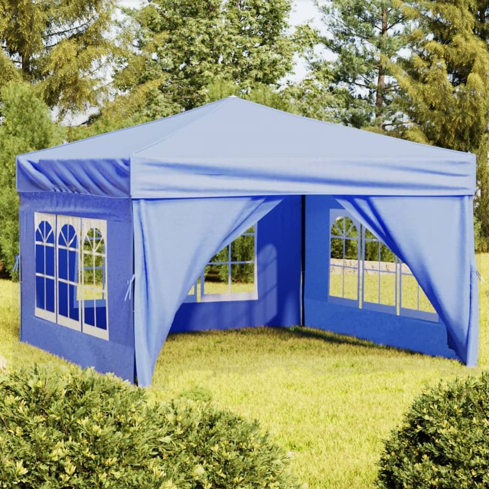 Folding Party Tent with Sidewalls Blue 3x3 m - anydaydirect