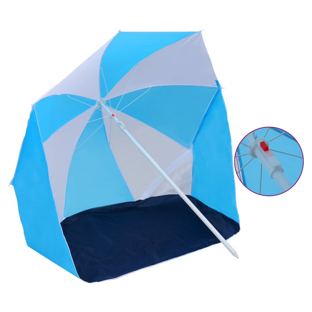 Beach Umbrella Shelter Blue and White 180 cm Fabric - anydaydirect