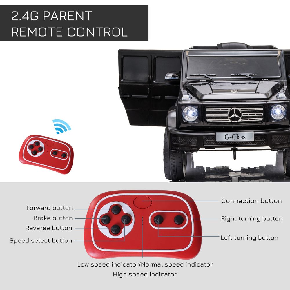 Mercedes Benz G500 12V Kids Electric Ride On Car Remote Control Black HOMCOM - anydaydirect
