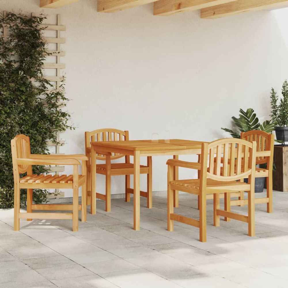 vidaXL 5 Piece Garden Dining Set Solid Wood Teak - anydaydirect