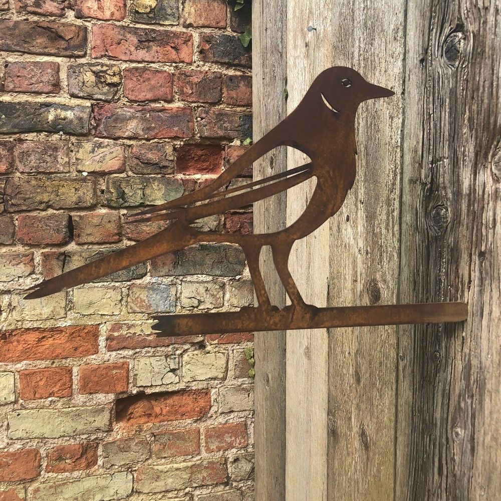 Rusty Metal MAGPIE Garden BIRD sign decoration feature - anydaydirect