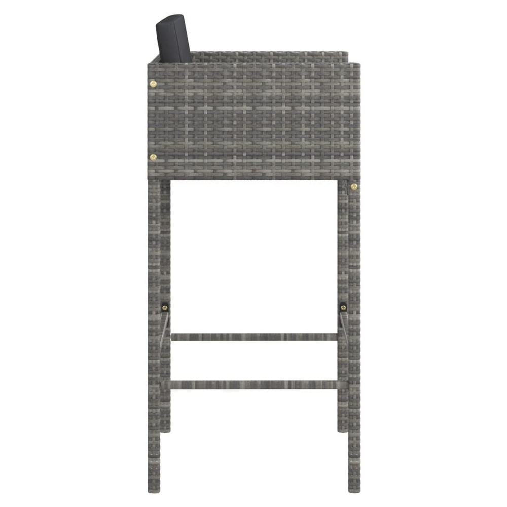 Bar Stools 4 pcs with Cushions Grey Poly Rattan - anydaydirect