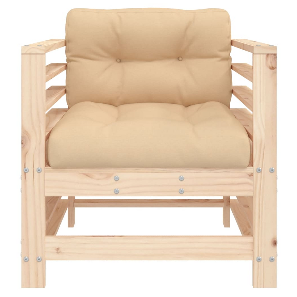 vidaXL Garden Chairs with Cushions 2 pcs Solid Wood Pine - anydaydirect