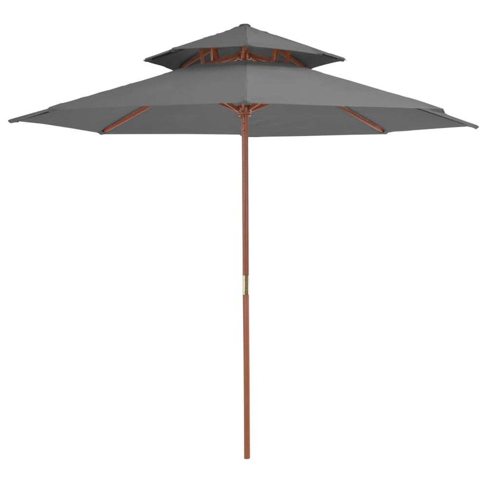 Double Decker Parasol with Wooden Pole 270 cm - anydaydirect