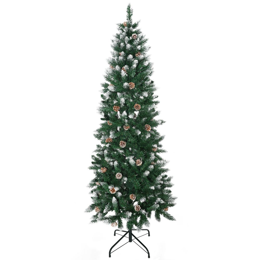 6' Snow Artificial Christmas Tree Holiday Home Decor with Pine Cones - anydaydirect