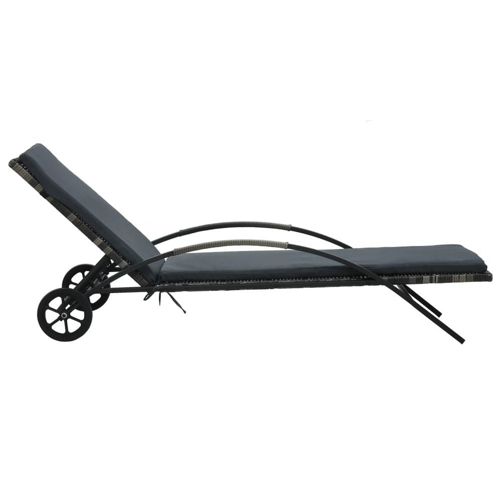 Sun Loungers with Table Poly Rattan Anthracite - anydaydirect