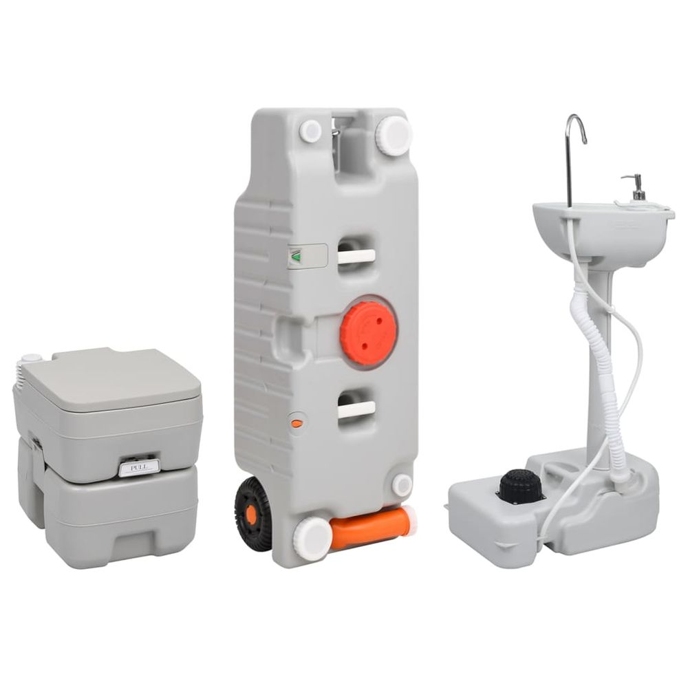 Portable Camping Toilet and Handwash Stand Set with Water Tank - anydaydirect