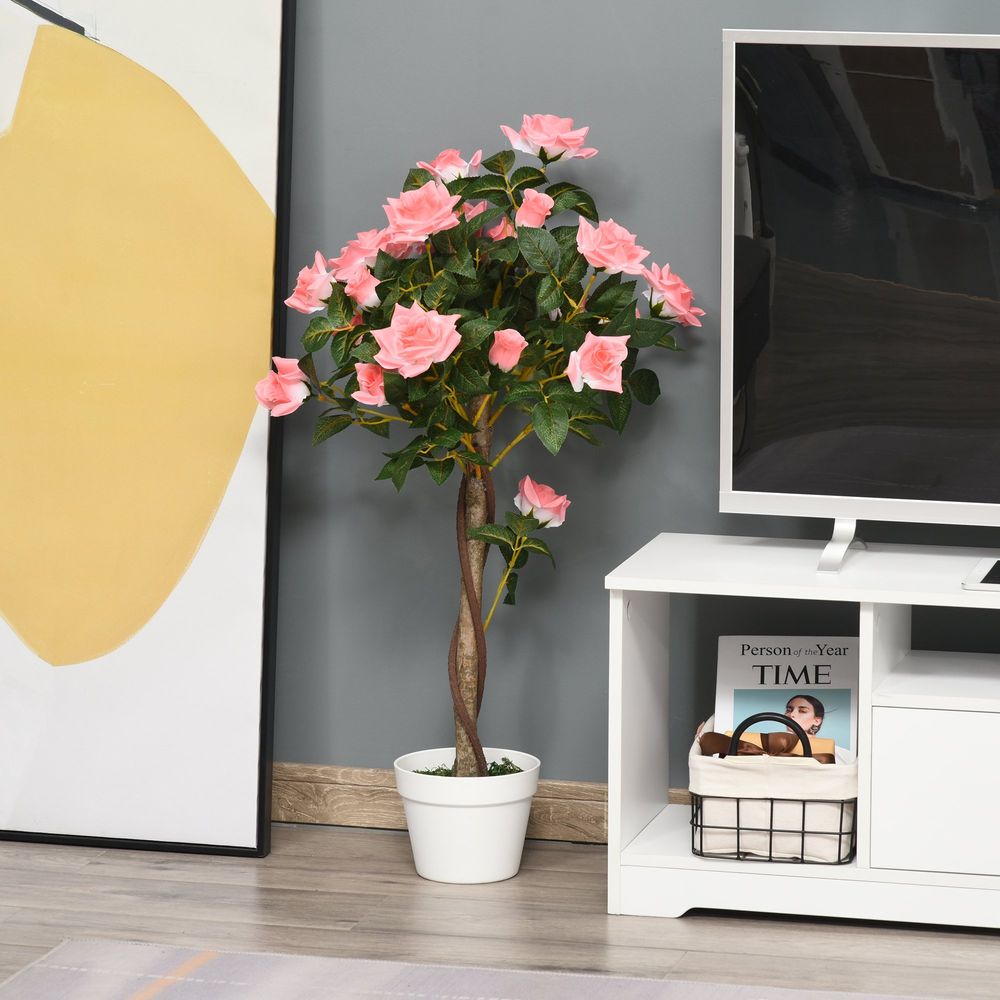 Artificial Camellia Tree Fake 21 Flowers & Nursery Pot Decor, 90cm - anydaydirect