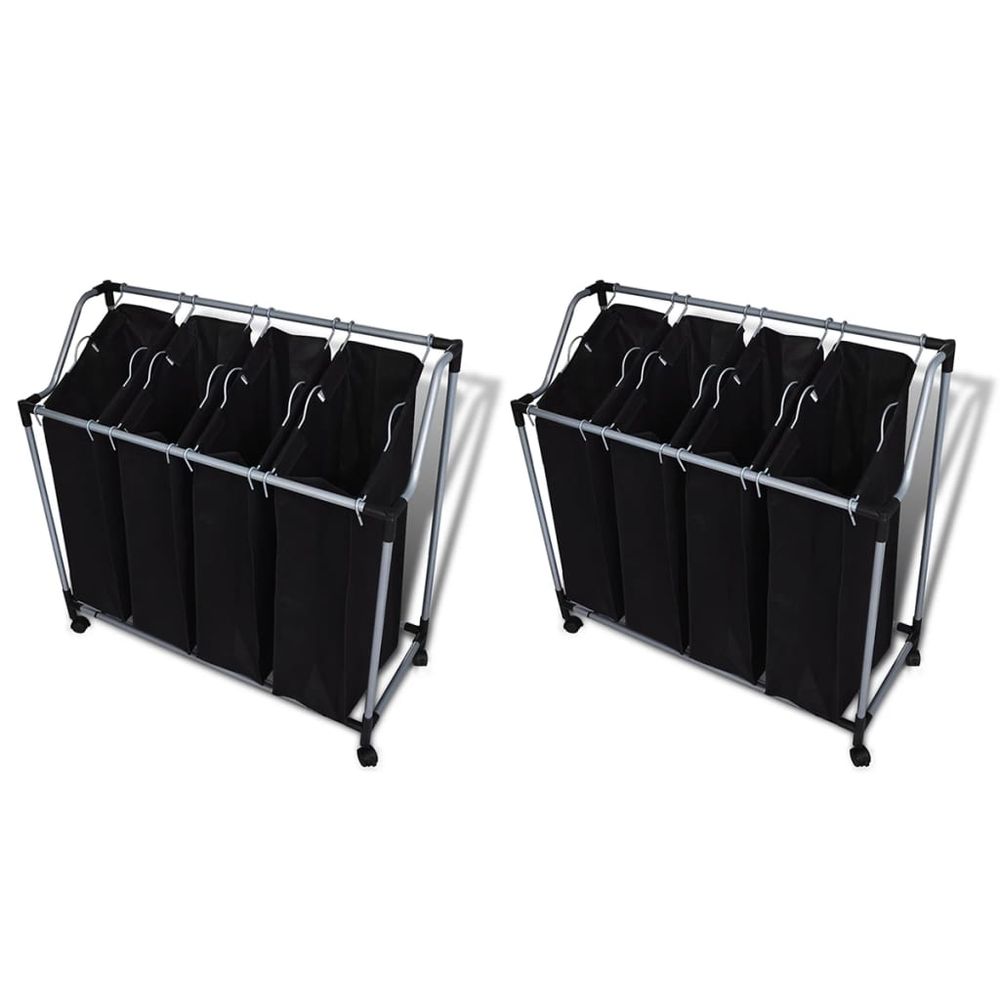 Laundry Sorters with Bags 2 pcs Black and Grey - anydaydirect