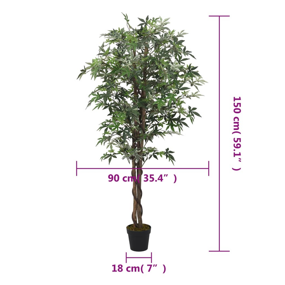 vidaXL Artificial Maple Tree 504 Leaves 150 cm Green - anydaydirect