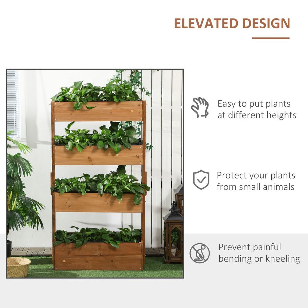 Outsunny Raised Garden Bed Wooden Plant Stand Orange - anydaydirect